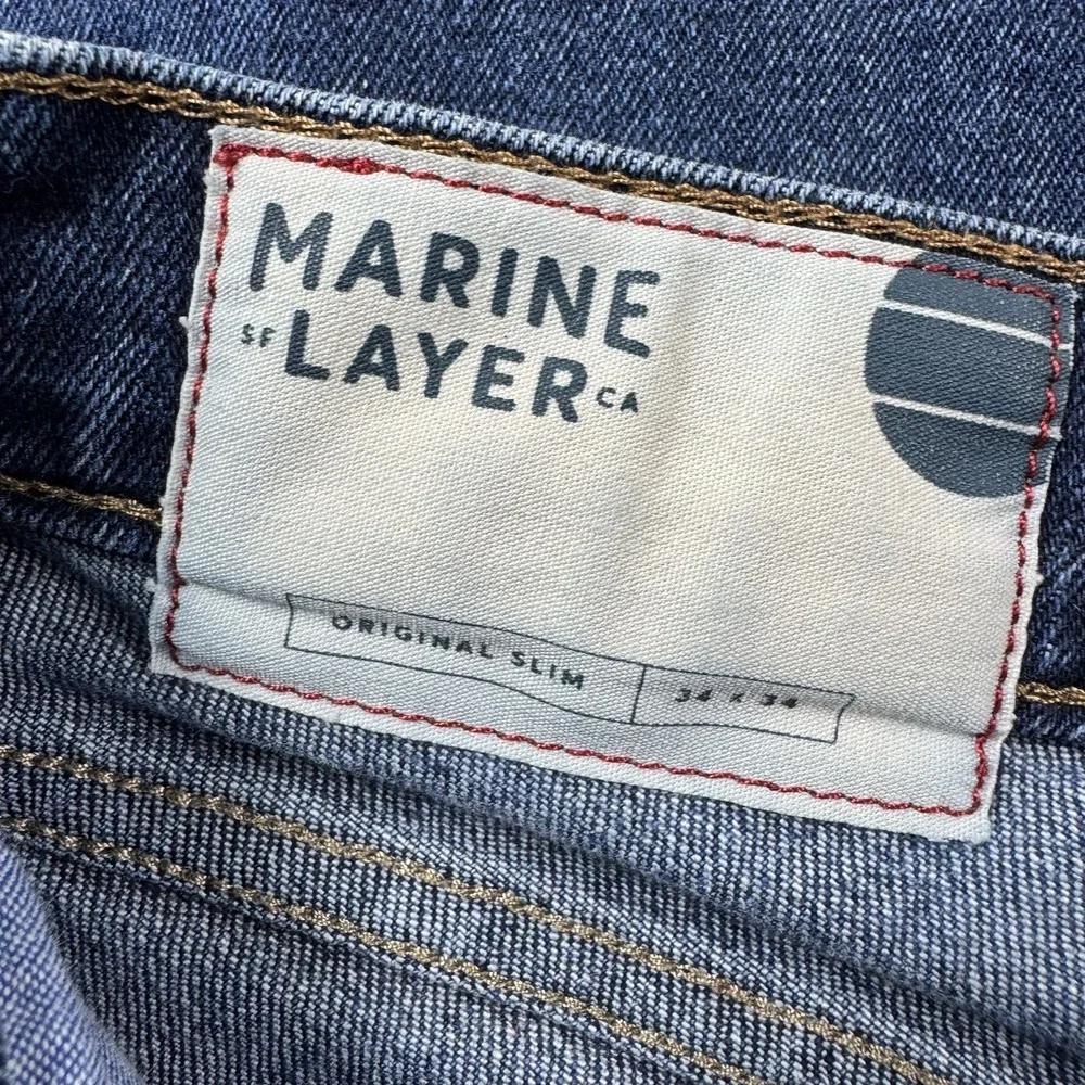 Marine Layer Blue Stretch Denim Mens Jeans Size 34X32 Slim